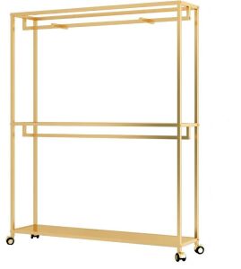 TIEOU Gold Clothing Rack with Shelves 