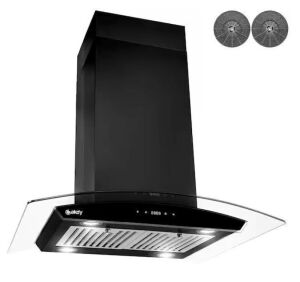 AKDY 36 in. 343 CFM Convertible island Mount Range Hood in Black Painted Stainless Steel with Glass and Carbon Filters 