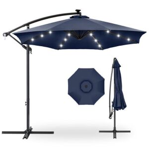 Solar LED Offset Hanging Patio Umbrella w/ Crank Tilt Adjustment - 10ft 