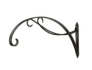 Achla Designs 24 in. W Black Powder Coat Metal Curling Scroll Bracket for Large Baskets 