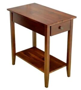 Solid Acacia Wood 23 in. Mahogany Recliner End Table 