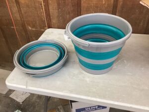 Collapsible Buckets in Teal, Set of 2  