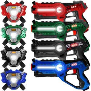 Set of 4 Infrared Laser Tag Guns & Vest Set for Kids & Adults