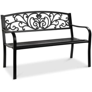 Steel Bench for Outdoor, Patio, Garden w/ Floral Design - 50in 