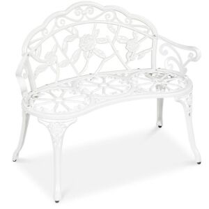 Steel Garden Bench Outdoor Patio Furniture w/ Floral Rose Accent - 39in 