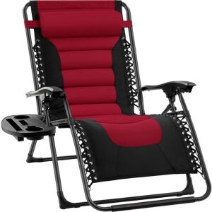 Oversized Padded Zero Gravity Chair, Folding Recliner w/ Headrest, Side Tray 