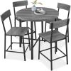 5-Piece Modern Round Counter Height Dining Set w/ 4 Chairs 