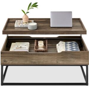 Lift Top Coffee Table w/ Tray Edge Tabletop, Wood-Grain Finish - 44in 