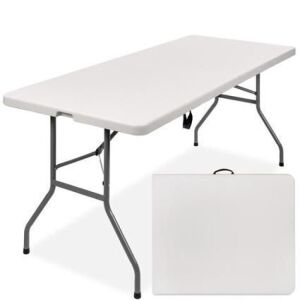 Portable Folding Plastic Dining Table w/ Handle, Lock - 6ft 