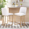 Erste!Bravo Creamy White Counter Height Bar Stools with Back Set of 2 for Kitchen Counter 24 Inch Modern Gold Barstools Faux Leather Upholstered Farmhouse Bar Chairs Island Stools, Creamy White+Gold