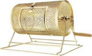 Raffle Drum, Professional Brass Plated Raffle Ticket Spinning Cage with Wooden Turning Handle, Large Capacity Holds 5000 Tickets, Raffle Balls (Not Included)  16X12in