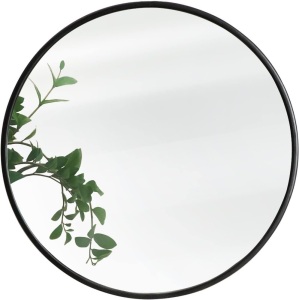 Round Mirror, Black Round Mirror 24 Inch, Round Wall Mirror, Round Bathroom Mirror, Circle Mirrors for Wall, Metal Framed Mirror for Bathroom, Vanity, Bedroom, Entryway, Hallway