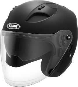 Motorcycle Open Face Helmet YEMA YM-637 DOT Approved 3/4 Half Helmet with Sun Visor for Adult Men Women L