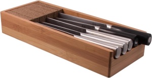 Knifedock - In-drawer Kitchen Knife Storage - The Cork Composite Material Never Dulls Your Blades. Great Gift for Any Chef! Enables you to Easily Store and Identify Your Knives At a Glance. 15 x 6 x 2.5 inches