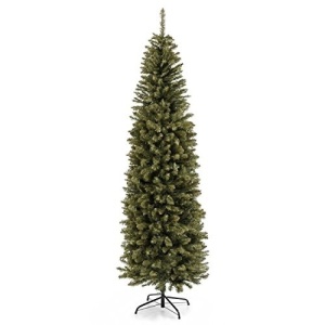 Best Choice Products 7.5ft Premium Hinged Fir Pencil Artificial Christmas Tree w/Foldable Stand, Easy Assembly