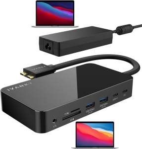 MacBook Pro Docking Station with 180W Power Adapter, iVANKY VCD03 12-in-2 Dual 4K@60Hz Monitor USB C Docking Station for MacBook Pro/Air Display Dock 2HDMI 2.0, 96W PD, 6 USB, Ethernet SD/TF Audio