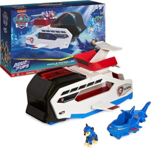 Paw Patrol Aqua Pups Whale Patroller Team Vehicle with Chase Action Figure, Toy Car and Vehicle Launcher, Kids Toys for Ages 3 and up