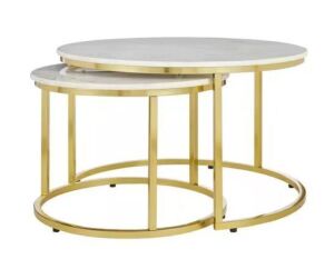 Cheval 2-Piece 31 in. Gold/Marble Medium Round Coffee Table Set