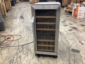 LANBO 15 in. 28 Bottle Stainless Steel Dual Zone Wine Refrigerator - Missing One Foot, Scratch/Dent