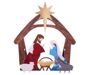 Christmas Nativity Scene Yard Decoration w/ Water Resistant PVC - 4ft 