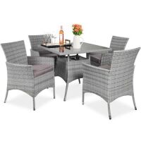 5-Piece Wicker Patio Dining Table Set w/ 4 Chairs&nbsp;
