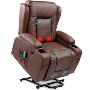 Electric Power Lift Recliner Massage Chair w/ Heat, USB Port, Cupholders - Small Hole in Fabric