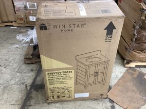 Twin Star Home 24" Single Bathroom Vanity with Plank Sides - Cracked Top 