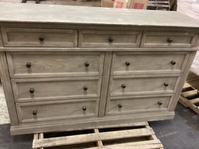 Livingston Extra Wide Dresser with gray wash (Williams Sonoma) 1526x505x915mm. Slight Blemishes