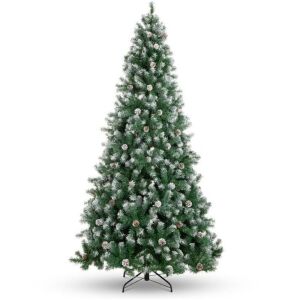 7.5' Pre-Decorated Christmas Tree w/ Pine Cones, Flocked Branch Tips 