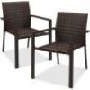 Set of 2 Stackable Wicker Chairsw/ Armrests, Steel Accent Furniture&nbsp;