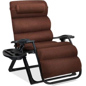 Oversized Zero Gravity Chair, Folding Outdoor Recliner w/ Removable Cushion 