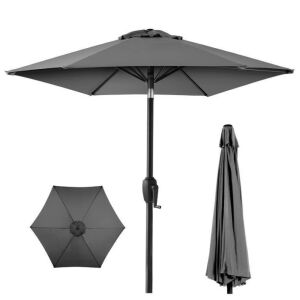 Outdoor Market Patio Umbrella w/ Push Button Tilt, Crank Lift - 7.5ft 