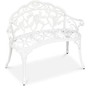 Steel Garden Bench Outdoor Patio Furniture w/ Floral Rose Accent - 39in 