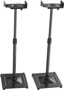 PERLESMITH Universal Speaker Stands Height Adjustable Extend 30.7” to 42.5” Holds Satellite Speakers & Bookshelf Speakers up to 11lbs