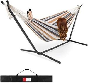 2-Person Brazilian-Style Double Hammock w/ Carrying Bag and Steel Stand 