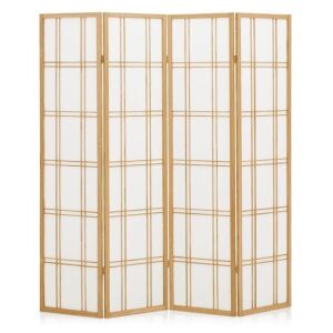 MoNiBloom 4 Panel Wood Foldable Room Divider, 5.8 ft Tall