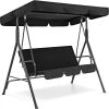 2-Person Outdoor Canopy Swing Glider Furniture w/ Cushions, Steel Frame 