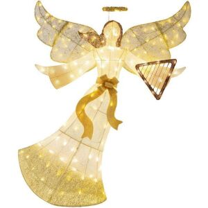 Lighted Outdoor Angel Christmas Decoration w/ 140 Lights, Harp, Stakes - 5ft 