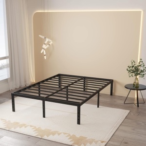 Maenizi 16 Inch King Bed Frame No Box Spring Needed, Heavy Duty King Platform Bed Frame Support Up to 3000 lbs, Easy Assembly, Noise Free, Black