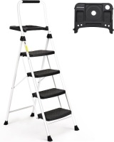 SocTone 4 Step Ladder, Folding Step Stool with Tool Platform, Sturdy& Portable Steel Ladder for Adults, 330LBS Capacity Ladder for Home Kitchen Pantry Office,17.3"W x 44.1"H