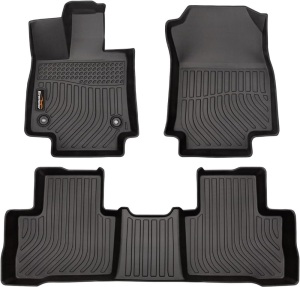 Binmotor All Weather Floor Mats for RAV4 Hybrid 2019 2020 2021 2022 2023, 1st & 2nd Row Full Set, Heavy Duty Car Floor Liners-Black RAV4 Hybrid Accessories 28"L x 20"W x 5"Th