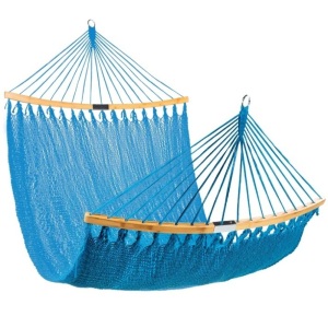 2-Person Woven Polyester Hammock w/ Curved Bamboo Spreader Bar, Carry Bag 130"(L) x 53"(W) Fire Red