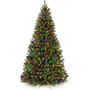 7.5' Pre-Lit Artificial Spruce Christmas Tree w/ Multicolored LED Lights 