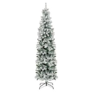 6' Snow Flocked Artificial Pencil Christmas Tree w/ Stand 