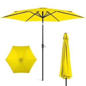 Outdoor Steel Market Patio Umbrella Decoration w/ Tilt, Crank Lift - 10ft 