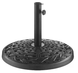 Cross Weave Round Metal Patio Umbrella Base in Black