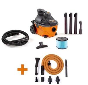 RIDGID 4 Gallon 5.0 Peak HP Portable Wet/Dry Shop Vacuum with Fine Dust Filter, Hose, Accessories and Premium Car Cleaning Kit