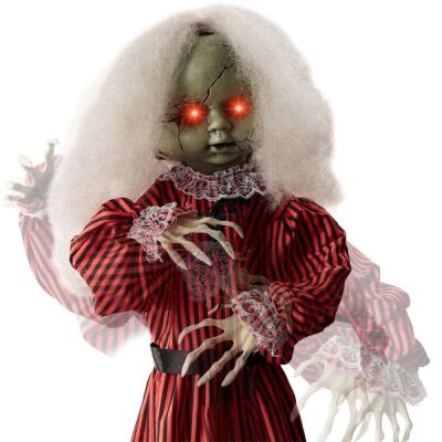 Haunted Holly Animatronic Roaming Doll Halloween Decoration w/ Light-Up Eyes 