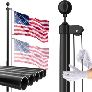 FFILY Flag Pole for Outside In Ground - 25 FT Heavy Duty Flagpole Kit for Yard - Extra Thick Outdoor Flag Poles 