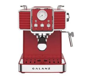 Galanz 2-Cup Red Espresso Machine with Retro Design